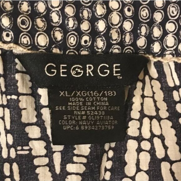 George Women's Blouse Blue White Smock Fit Cap Sleeve Button Up XL - Picture 5 of 8